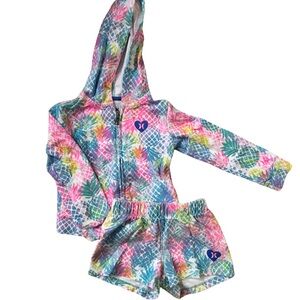 EUC Hurley Zip Up Hoodie & Short Set - Toddler Colorful Set